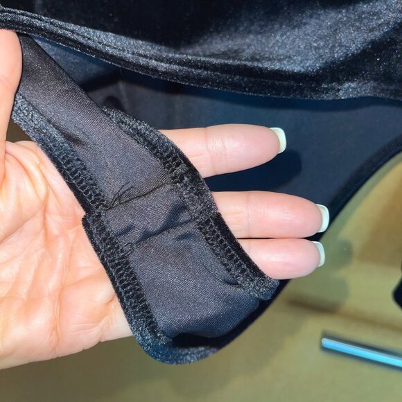 Pimkie Womens Body Suit Size Medium Black Velvet Mesh Stretch Casual New - Picture 4 of 9